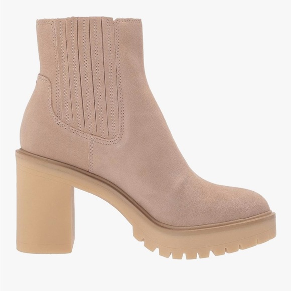 Dolce Vita Caster Ankle Boot waterproof suede leather tan platform chunky - Picture 5 of 11